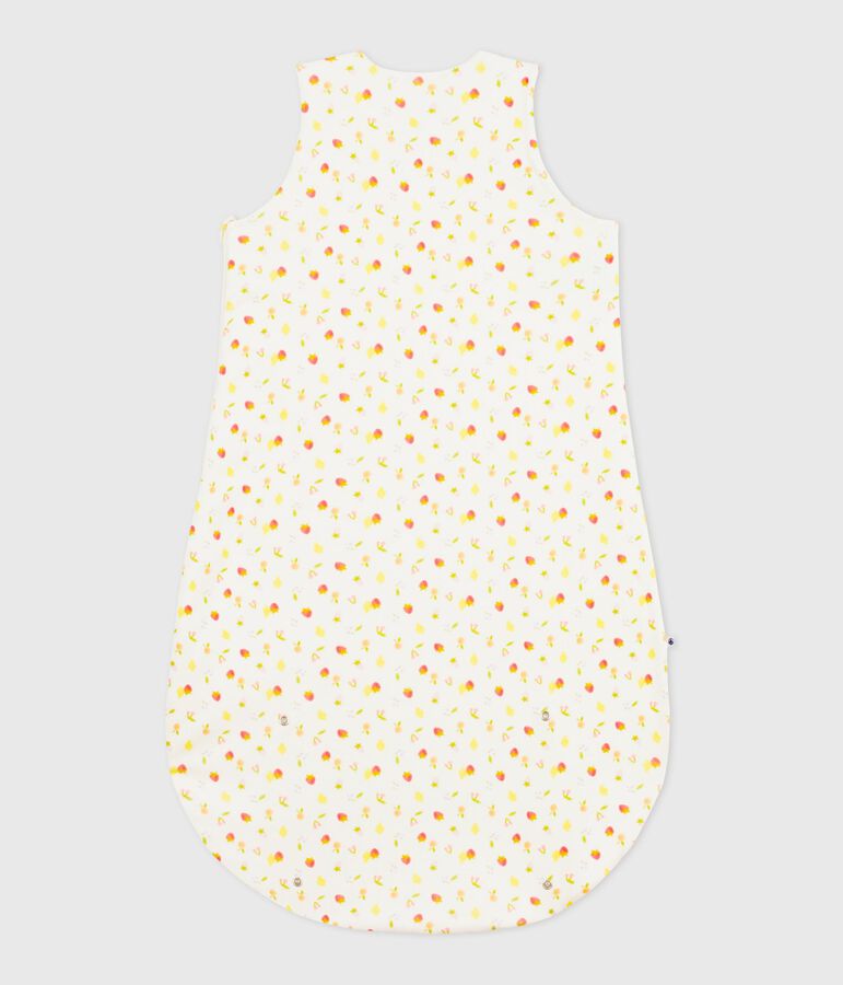 Babies' 0.5 TOG cotton sleeping bag printed with little fruits MARSHMALLOW white/MULTICO white