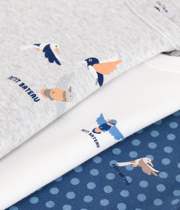 Babies' long-sleeved cotton bodysuits - 3-pack multicolor