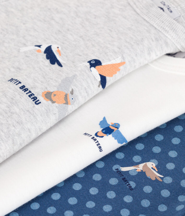 Babies' long-sleeved cotton bodysuits - 3-pack multicolor