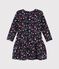 Babies' Long-Sleeved Cotton Dress. SMOKING blue/MULTICO white