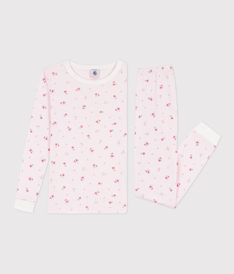 Children's very snug fitting floral print cotton pyjamas BARELY pink/MULTICO