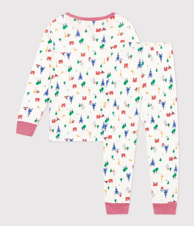 Children's Paris Print Cotton Pyjamas white/multicolor