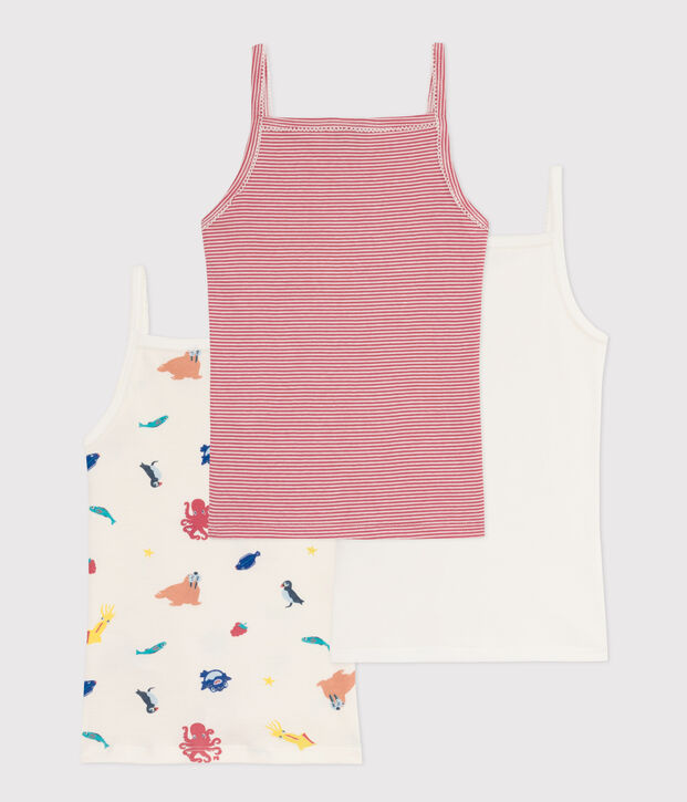 Girls' Cotton Strappy Vests - 3-Pack multicolor