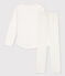 Girls' Small Heart Pattern Cotton Pyjamas MARSHMALLOW white/HERBIER