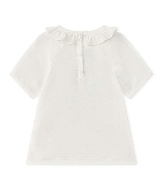 Baby girl's short-sleeved T-shirt MARSHMALLOW white/SMOKING blue