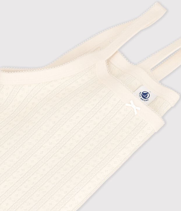 Women's strappy openwork cotton top MILK