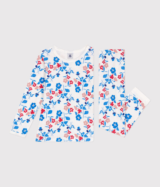 Children's floral printed tube knit pyjamas MARSHMALLOW white/MULTICO white