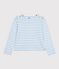Women's stripy cotton Breton top MARSHMALLOW blue/FLO