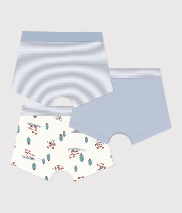 Pack of children's boxer shorts in printed cotton with covered waistbands multicolor