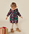 Babies' long-sleeved flannel dress SMOKING blue/MULTICO white