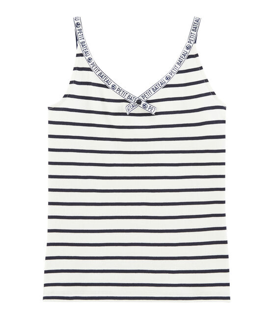 Women's sleeveless top MARSHMALLOW white/SMOKING blue
