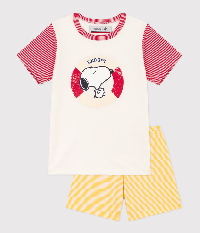 Children's Unisex Petit Bateau X Snoopy Cotton Playsuit white/multicolor