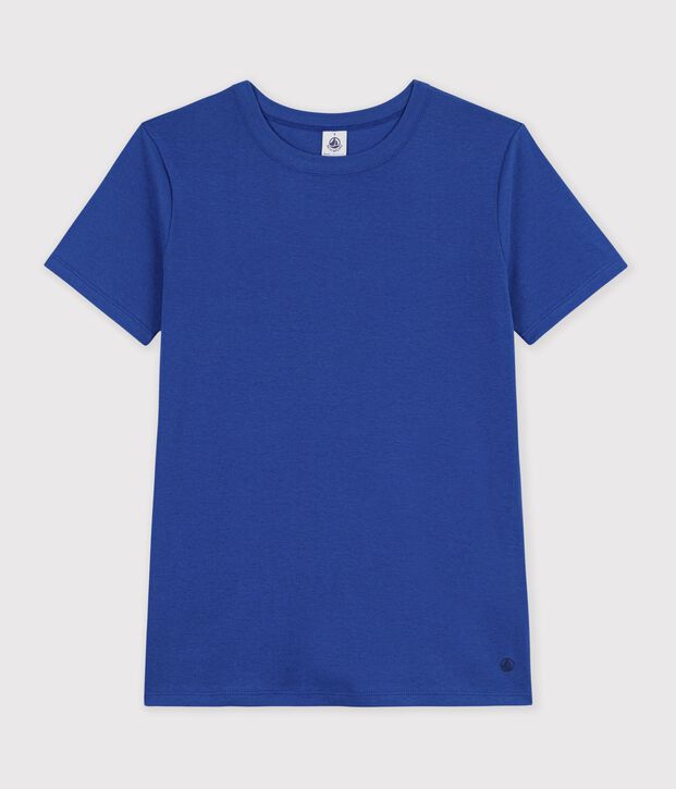 Women's short-sleeved plain cotton T-shirt blue