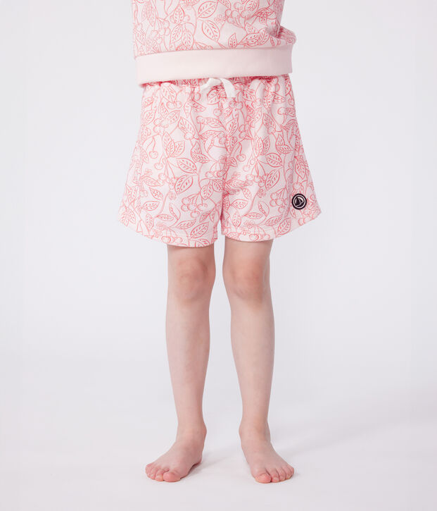 Children's printed cotton shorts pink/red