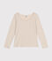 Women's Straight long-sleeved scoop neck T-shirt in slub jersey MONTELIMAR CHINE beige