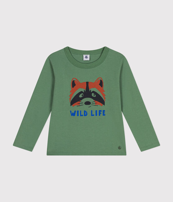 Boys' long-sleeved fine jersey T-shirt PALMERAIE green