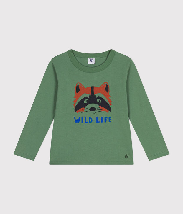 Boys' long-sleeved fine jersey T-shirt green