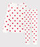 Girls' Heart Print Ribbed Pyjamas MARSHMALLOW white/TERKUIT red