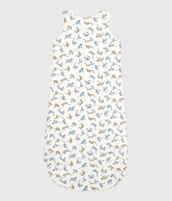 Babies' Panther Patterned Organic Cotton Sleeping Bag MARSHMALLOW white/MULTICO white