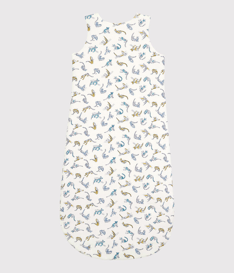 Babies' Panther Patterned Organic Cotton Sleeping Bag MARSHMALLOW white/MULTICO white