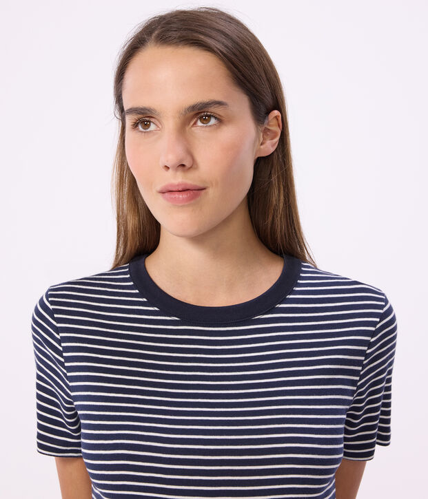 Women's Iconic striped cotton T-Shirt blue/white