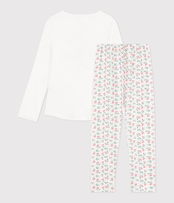 Children's floral print cotton pyjamas MARSHMALLOW white/MULTICO white