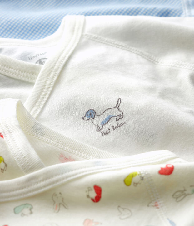 Babies' Short-Sleeved Wrapover Organic Cotton Bodysuits - 3-Pack multicolor