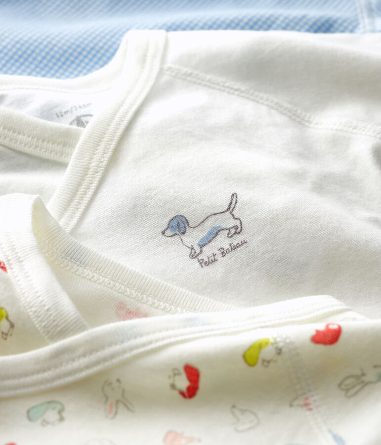 Babies' Short-Sleeved Wrapover Organic Cotton Bodysuits - 3-Pack multicolor