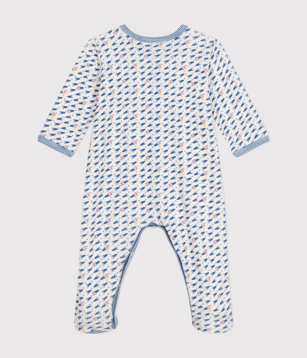 Babies' rocket print velour pyjamas white/multicolor