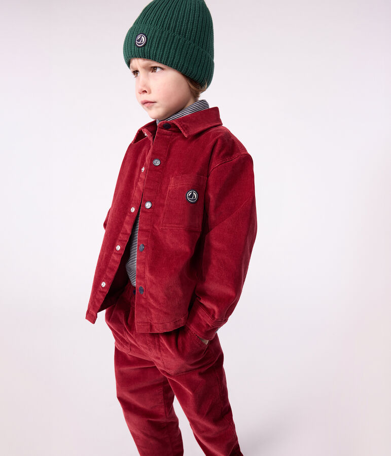 Children's plain corduroy shirt red