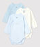 Babies' Pinstriped Long-sleeved Wrapover Organic Cotton Bodysuits - 3-Pack variante 2