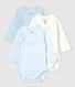 Babies' Pinstriped Long-sleeved Wrapover Organic Cotton Bodysuits - 3-Pack