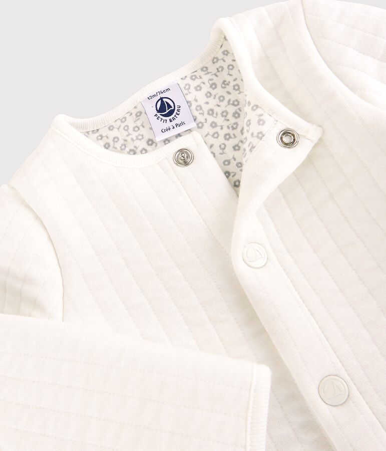 Babies' Quilted Tube Knit Cardigan white