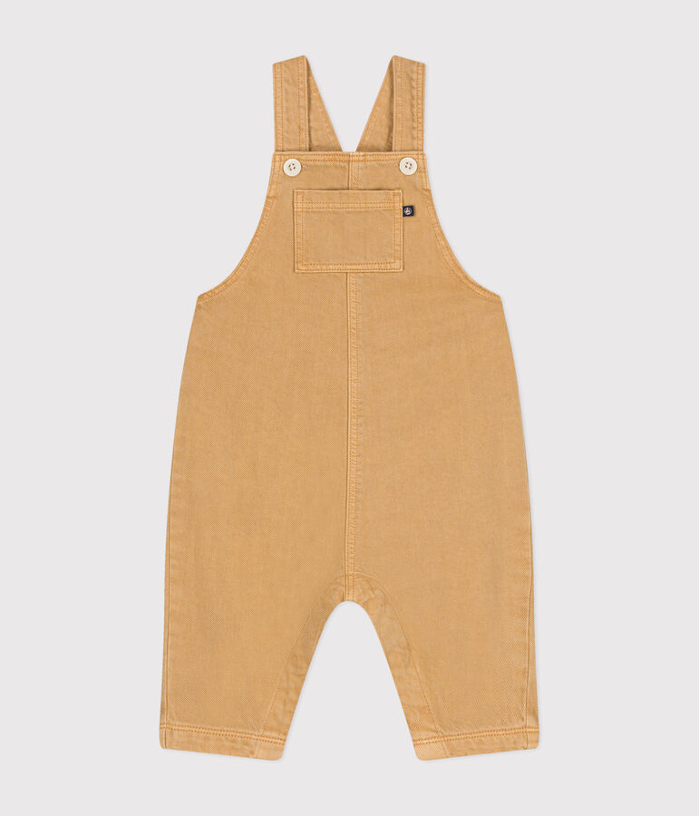 Babies' long coloured denim dungarees beige