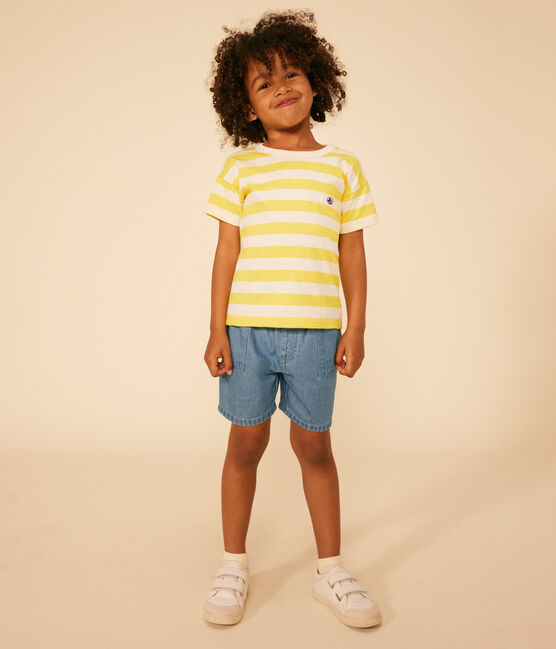 Boys' Striped Slub Jersey T-shirt NECTAR yellow/AVALANCHE