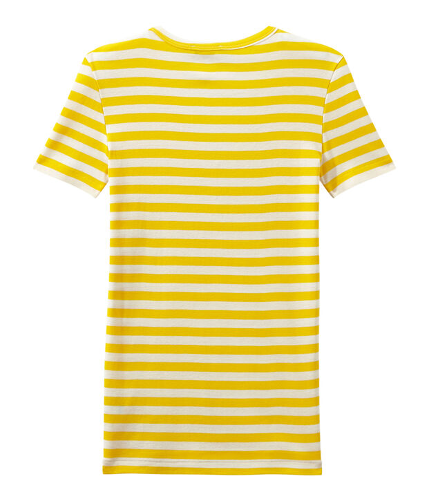 Women's striped original rib V-neck T-shirt yellow/white
