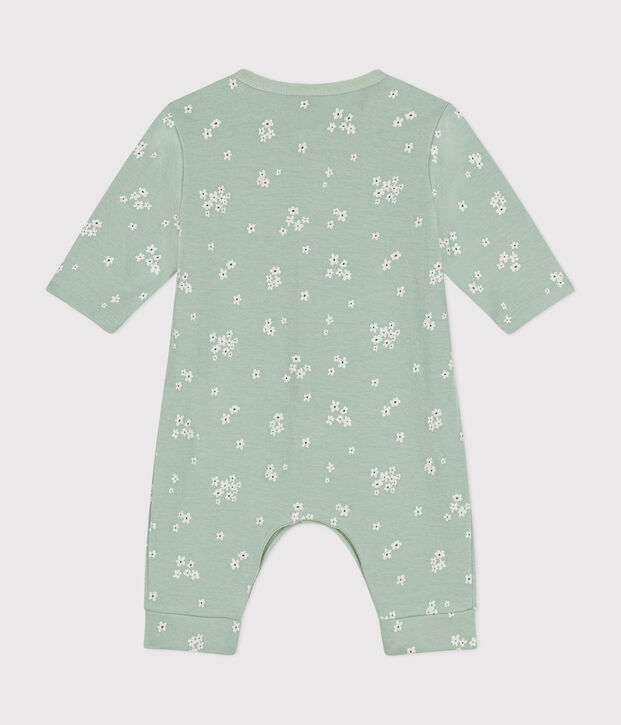 Babies' long jumpsuit in tube knit green/multicolor