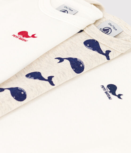 Babies' Long-Sleeved Cotton Whale Themed Bodysuits - 3-Pack variante 1