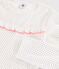 Girls' Polka Dot Ribbed Pyjamas MARSHMALLOW white/MEDIEVAL blue