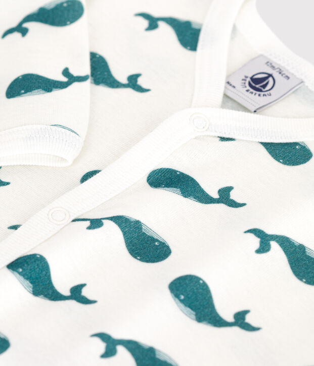 Baby cotton pajamas without whale feet green/green