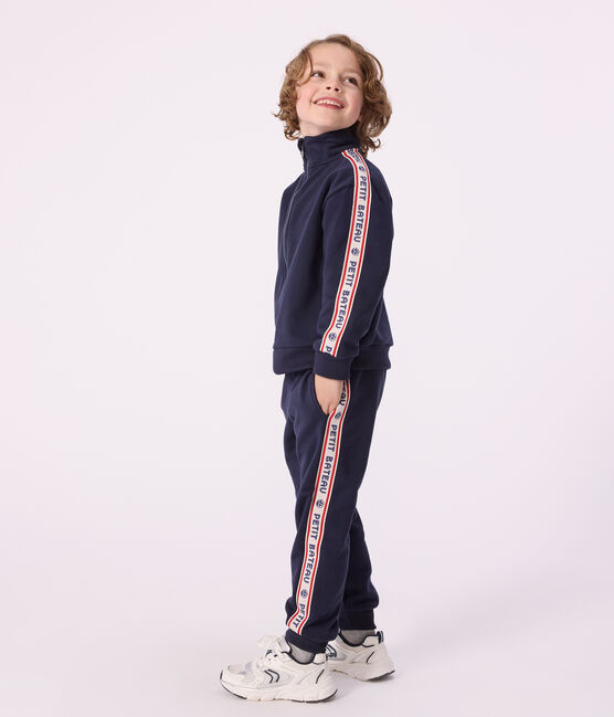 Children's zip-up cotton sweatshirt SMOKING blue
