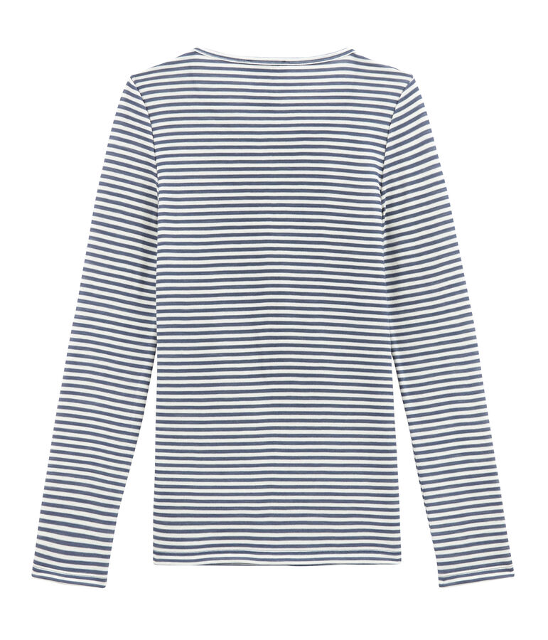 women's long sleeved cotton and wool t&bull;shirt blue/white