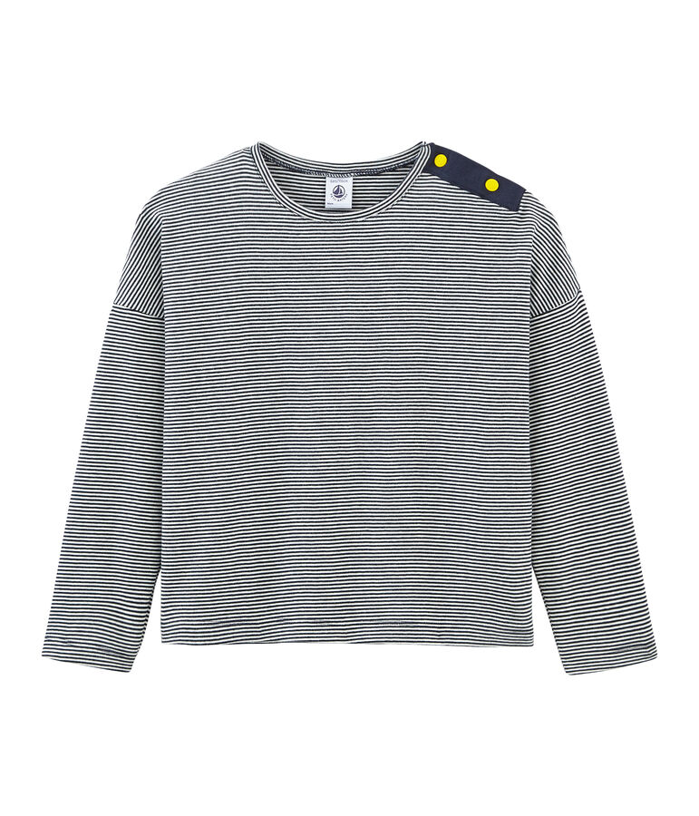 Girls' Long-sleeved T-shirt blue/white