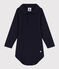 Babies' Long-Sleeved Cotton Bodysuit With Polo Shirt Collar SMOKING blue