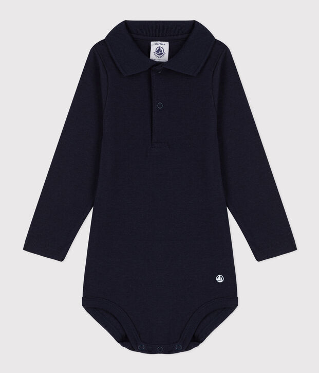 Babies' plain cotton body with a polo collar SMOKING