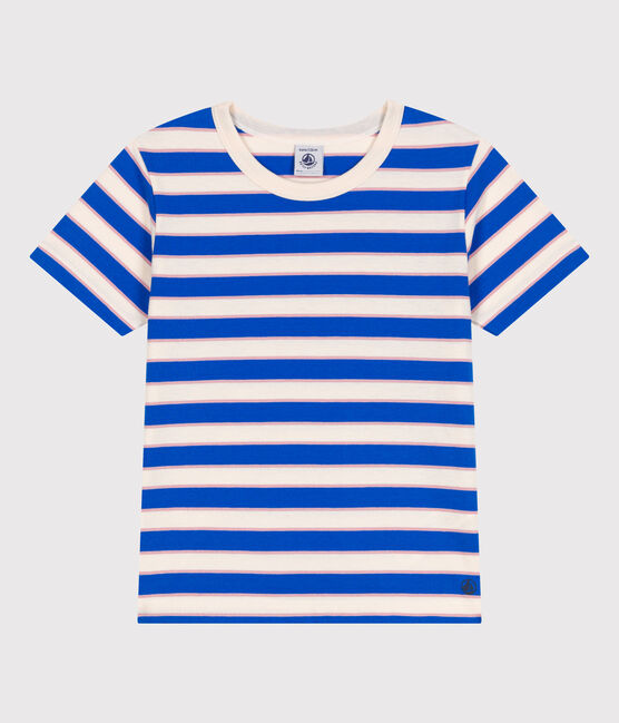 Children's short-sleeved stripy cotton T-shirt AVALANCHE white/MULTICO