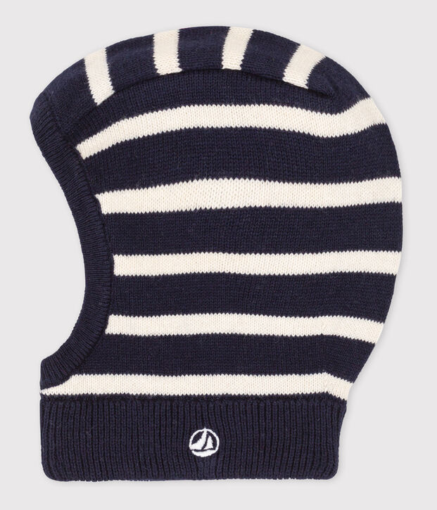 Babies' Striped Balaclava blue/ecru