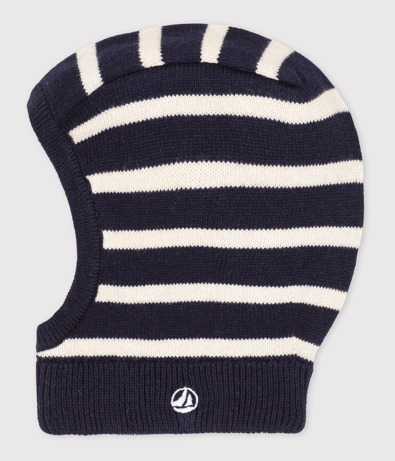 Babies' Striped Balaclava blue/ecru