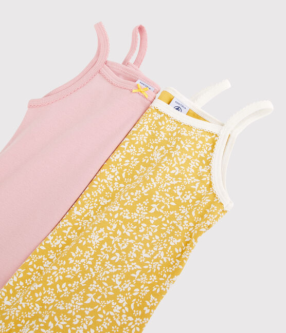 Girls' Floral Print Organic Cotton Vest Tops - 2-Pack variante 1
