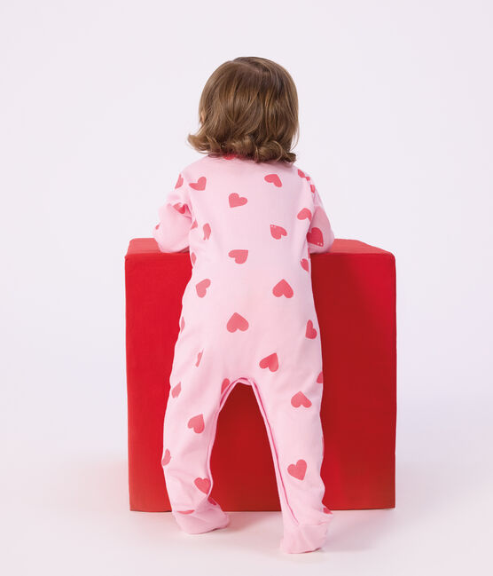 Babies' heart-print cotton pyjama suit MARQUISE /PEACHY